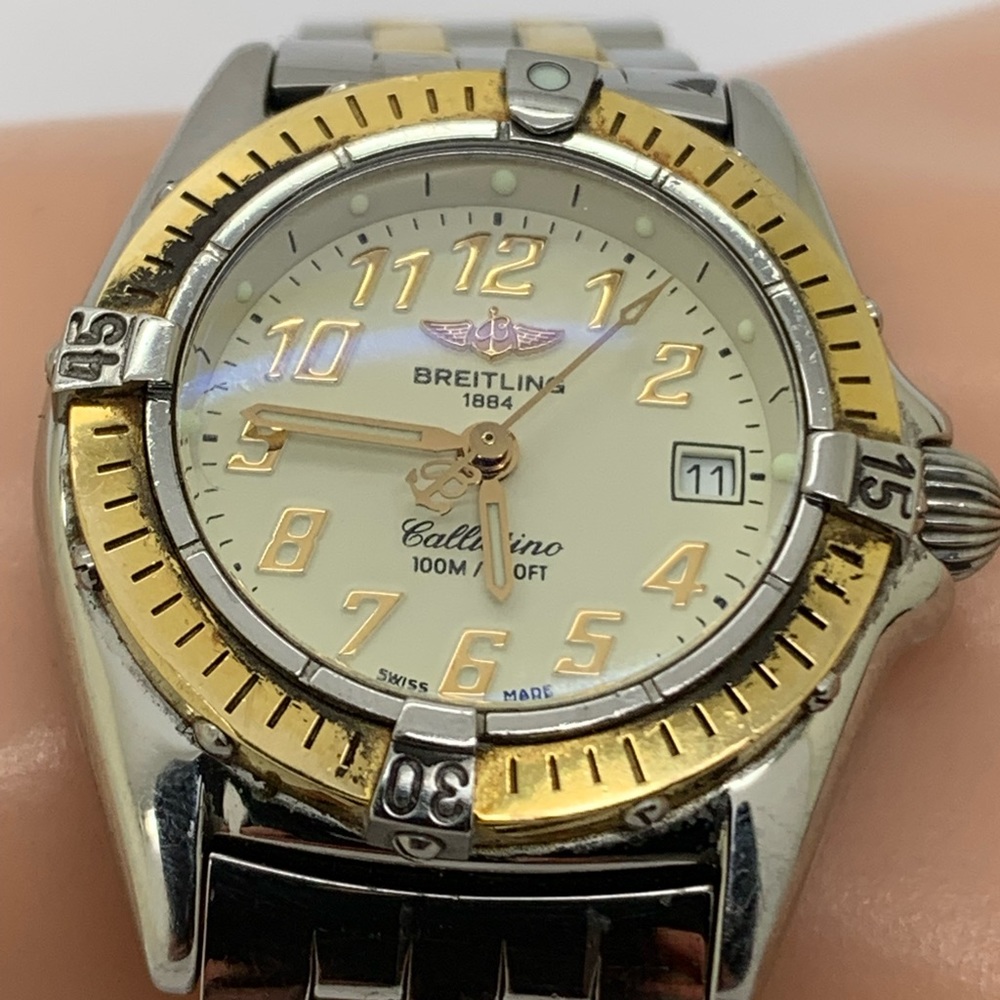 Breitling 18K SS Callastino Quartz Date Women Watch